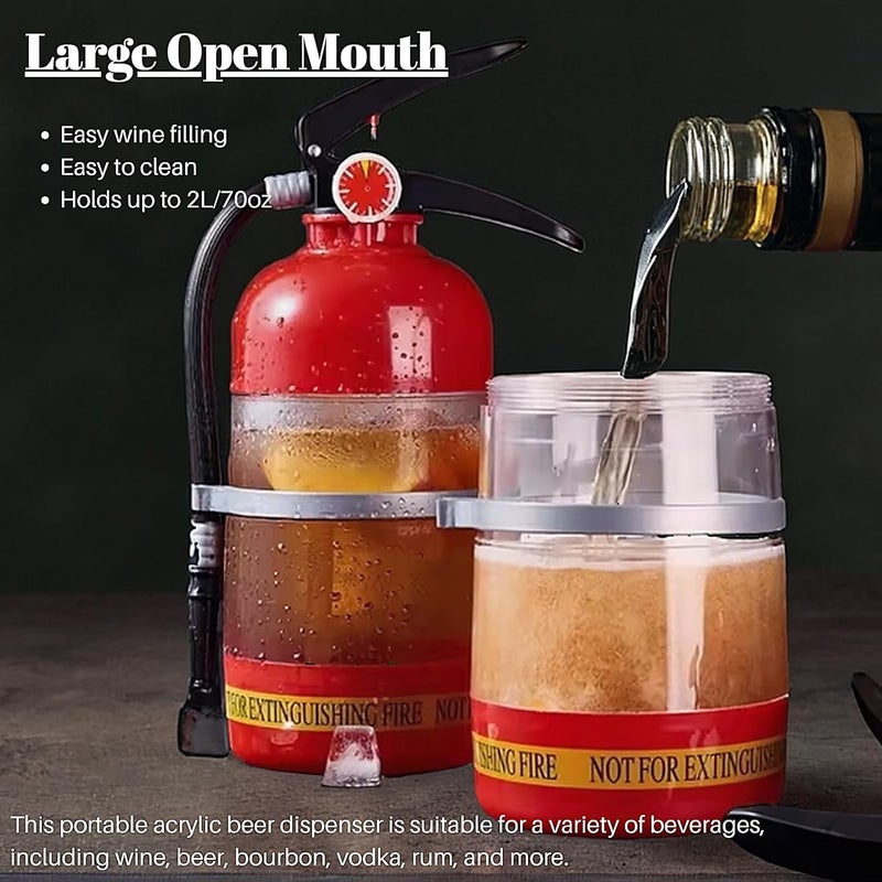 Pursua Liquor Dispenser Funny Extinguisher Shape Liquor Dispenser 2L/70oz Pump Drink Dispensers for Wine, Spirits, Beer and Drinks - Image 3